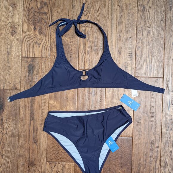 *NEW* CUPSHE Moonlit Marina Navy Bikini Set (TOP:S+BOTTOM:M) - Picture 3 of 6